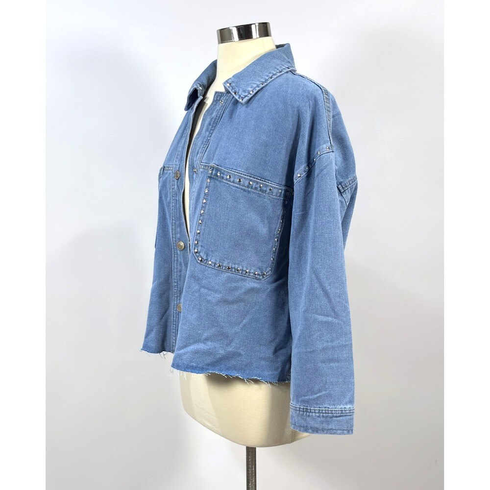 Sincerely Jules Denim Button Up Shirt Jacket Studded Western NWT - Medium - Picture 2 of 6